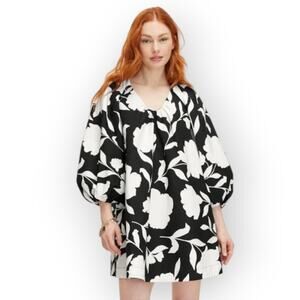 NEW Large KateSpade x Target Rose Poplin Mini Dress Black White